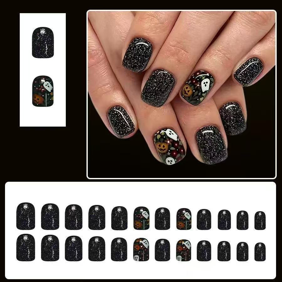Artificial nail set with Halloween motifs and glitter accents Bowlift
