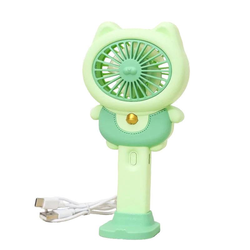 Women's Portable Mini Hand Fan with Animal Ears and USB Charging Function Bowlift