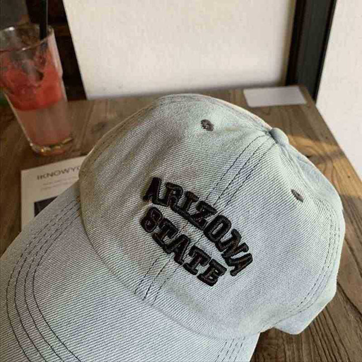 Unisex Vintage-Inspired Embroidered Denim Cap Bowlift