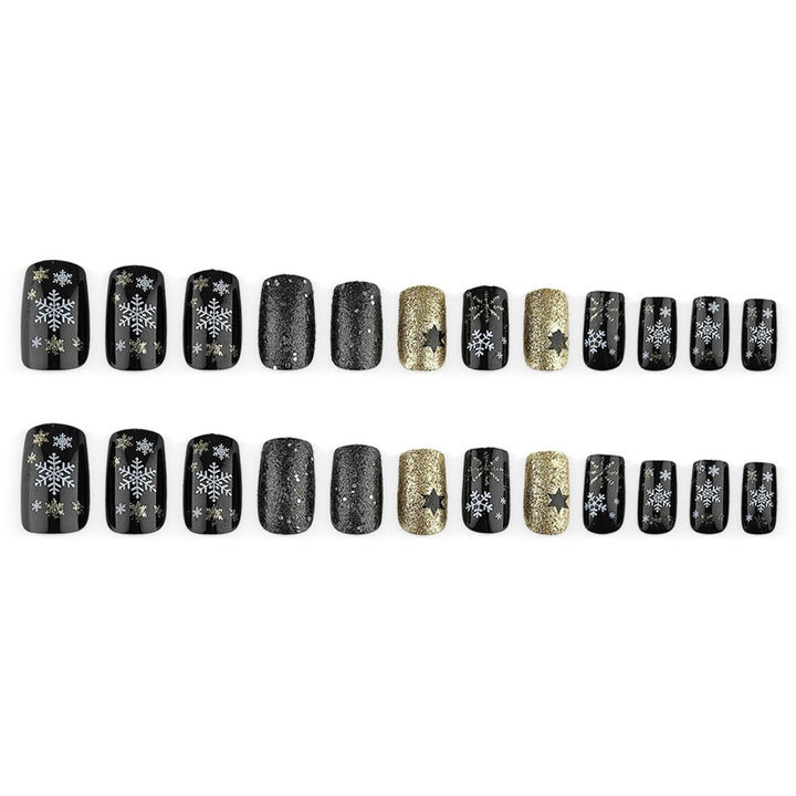 Glittering artificial nail set with Christmas design and 3D snowflakes Bowlift