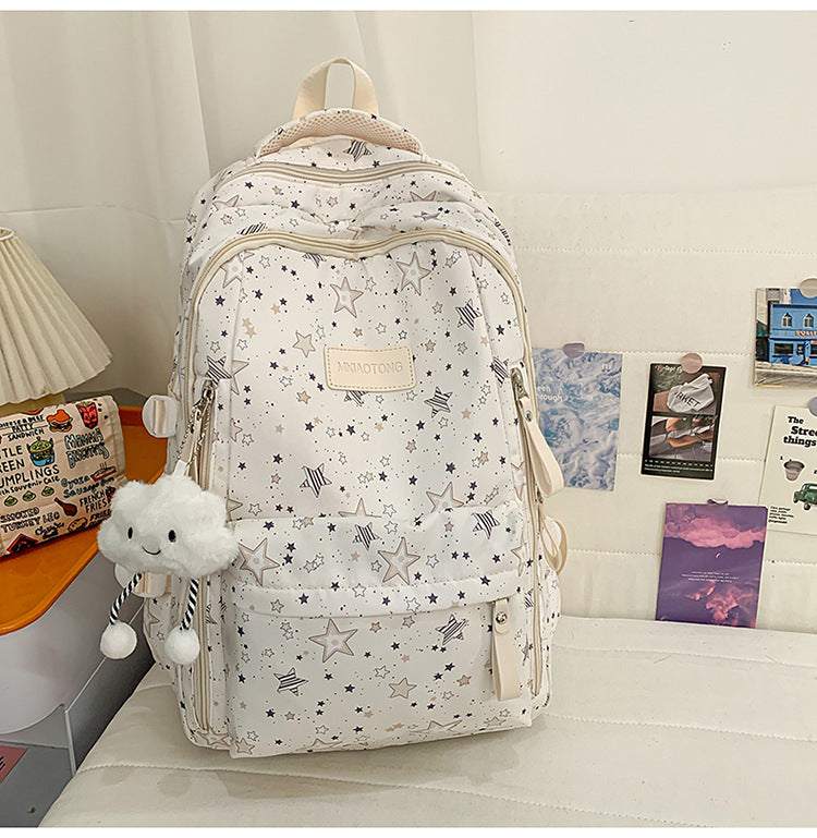 Stylish Star-Printed School Backpack Bowlift