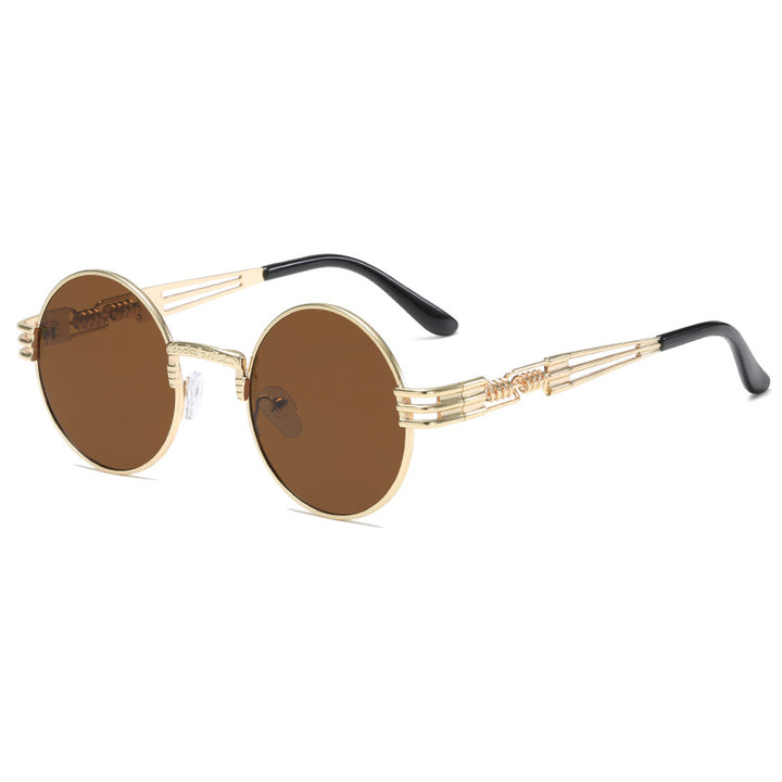 Women's Retro-Inspired Round Sunglasses with Unique Metal Frame Bowlift