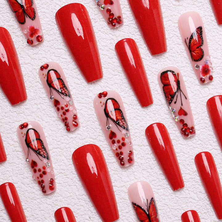 Artistic Butterfly-Embellished Press-On Nails Bowlift
