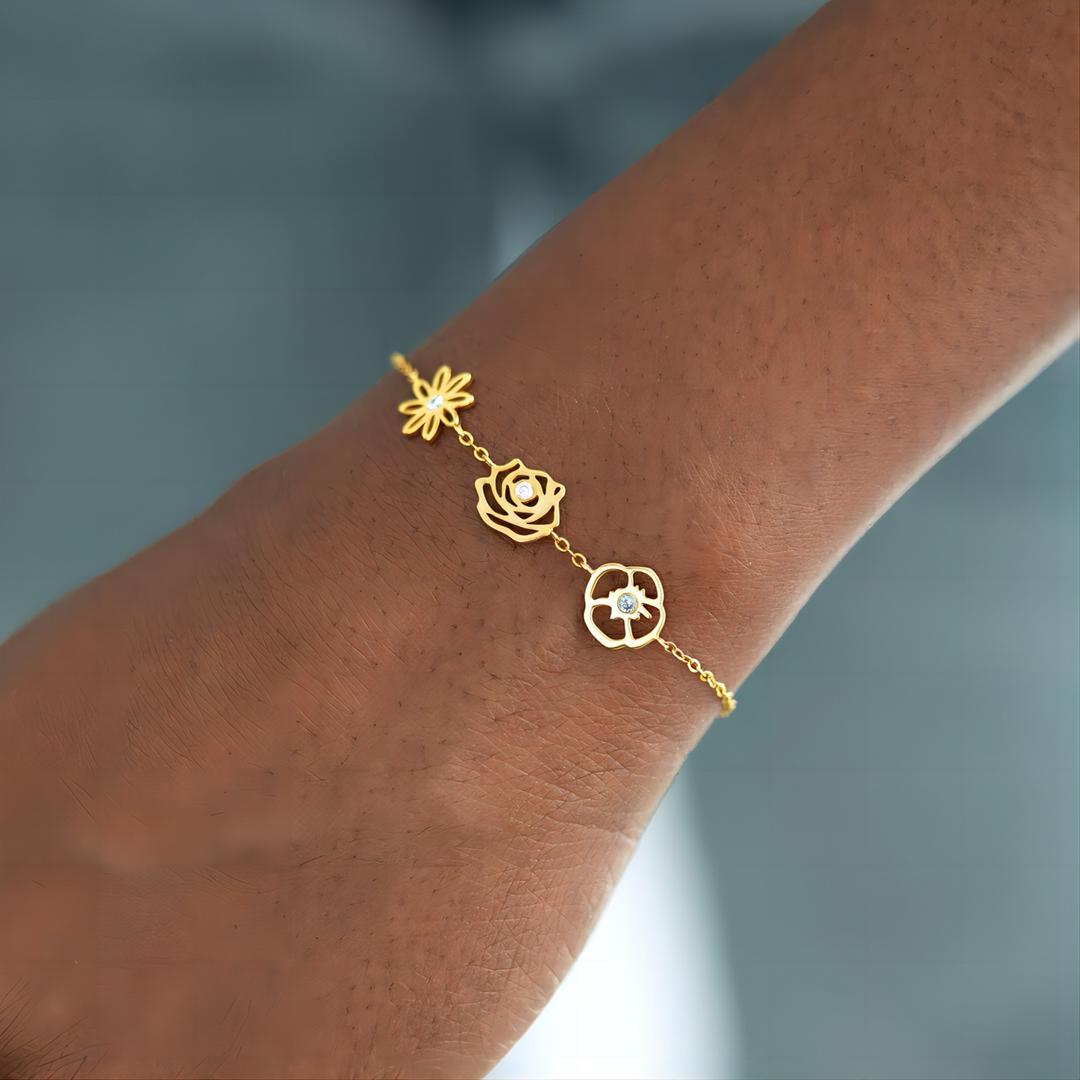 BowLift | Dainty Birth Flower & Birthstone Bracelet