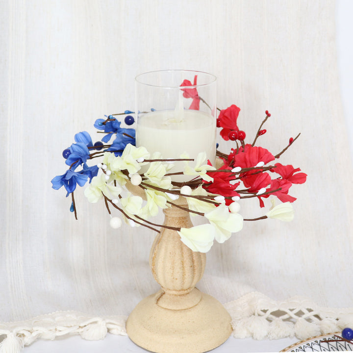 Unisex handmade flower crown for wall and door made of artificial flowers on a wicker base Bowlift