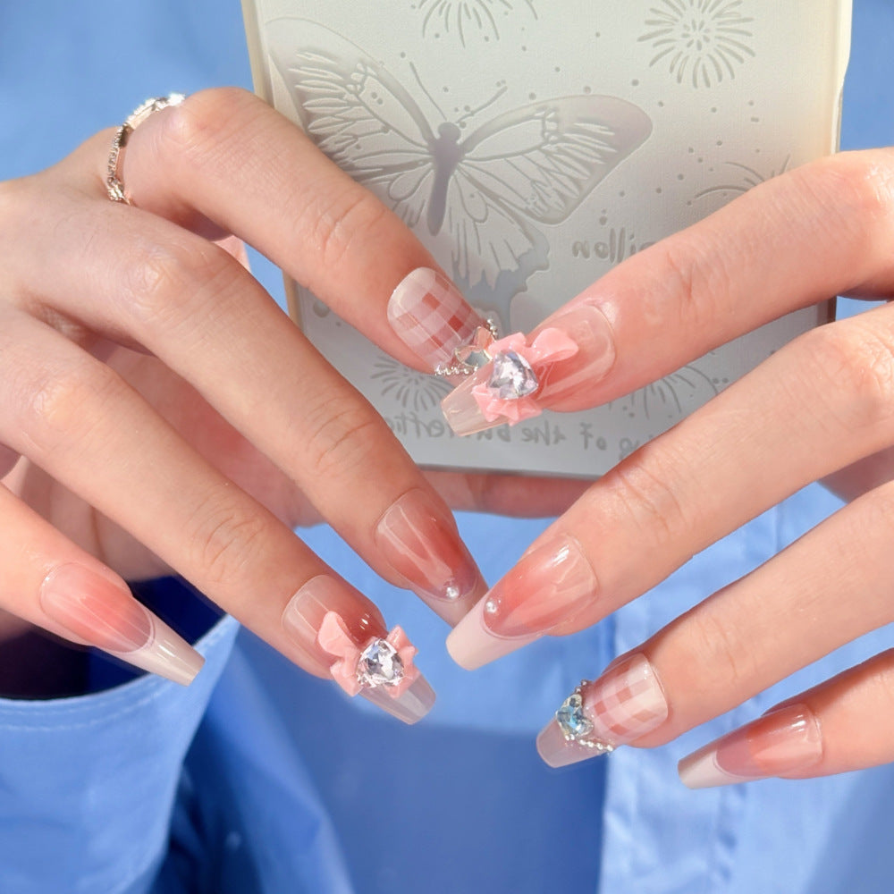 Decorative Gemstone and Floral Press-On Nails Bowlift