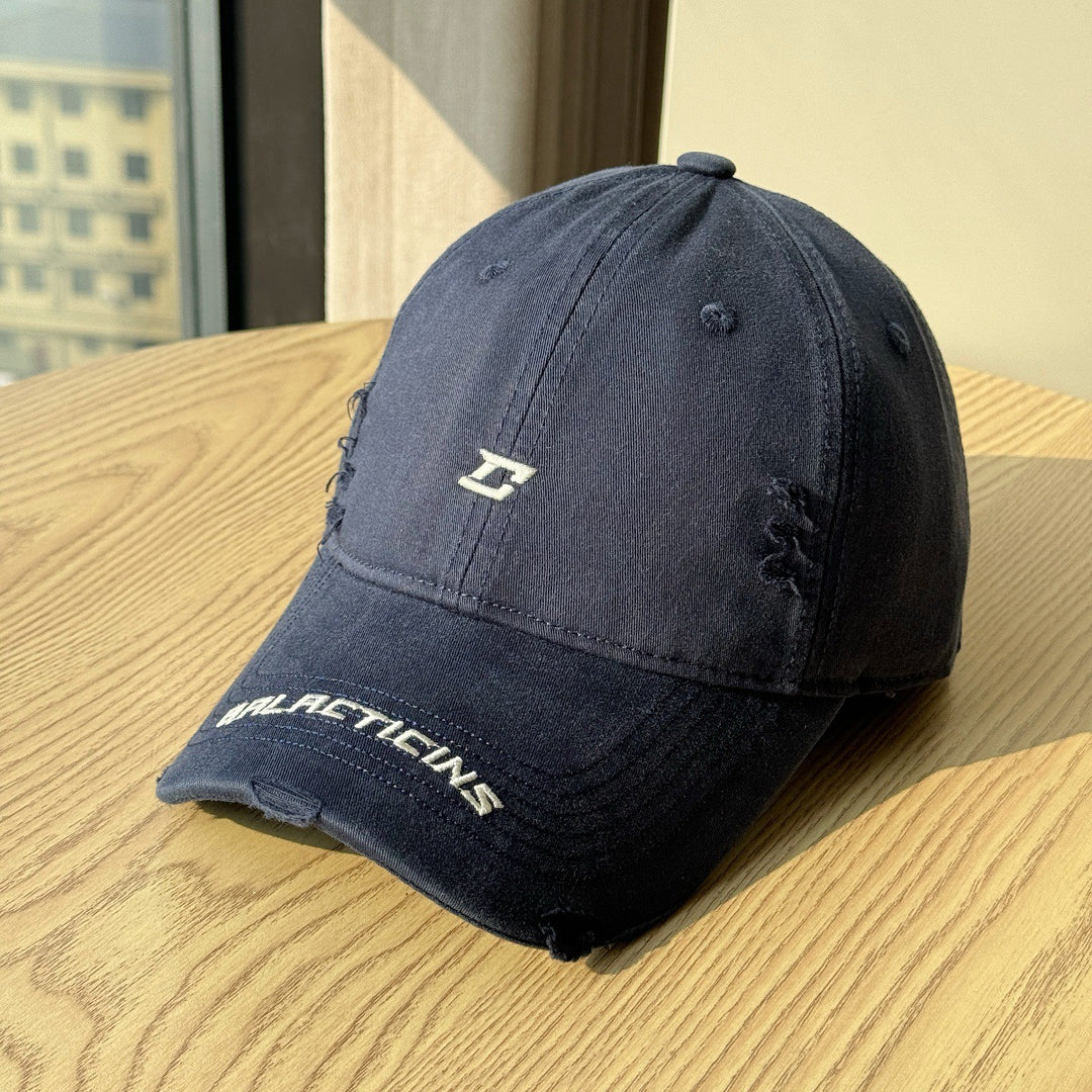Men's Distressed Denim Baseball Cap Bowlift