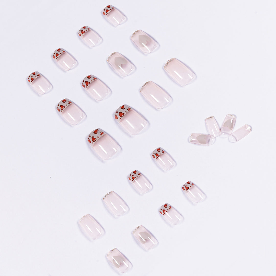Artful Nail Extensions with Heart and Leopard Accents Bowlift