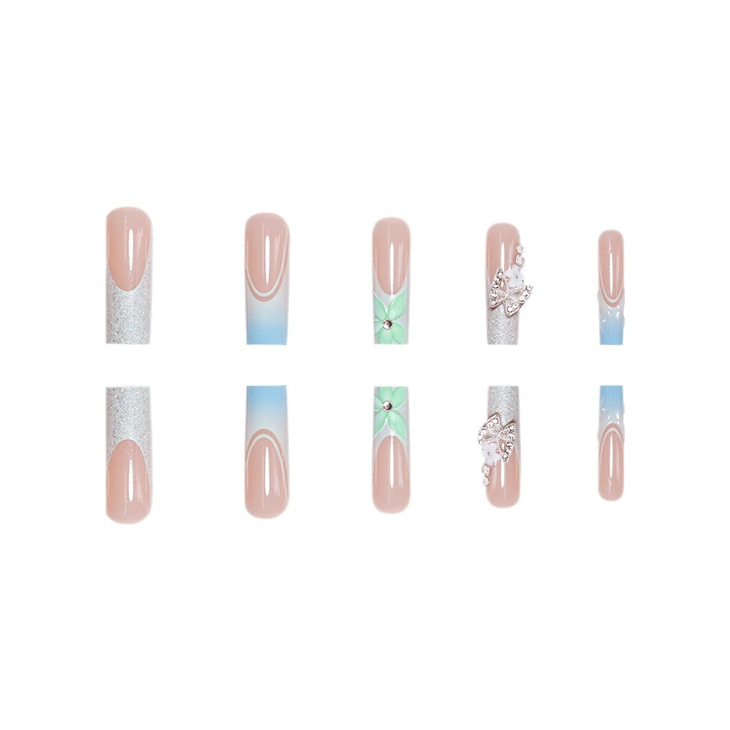Elegant Floral Acrylic Nail Extensions Bowlift