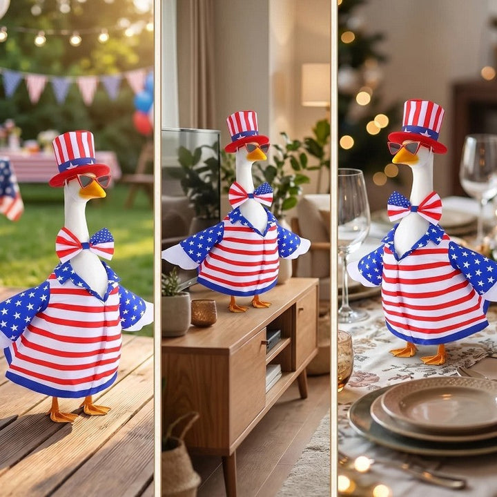 Unisex decorative fabric gander with patriotic costume and removable top hat Bowlift