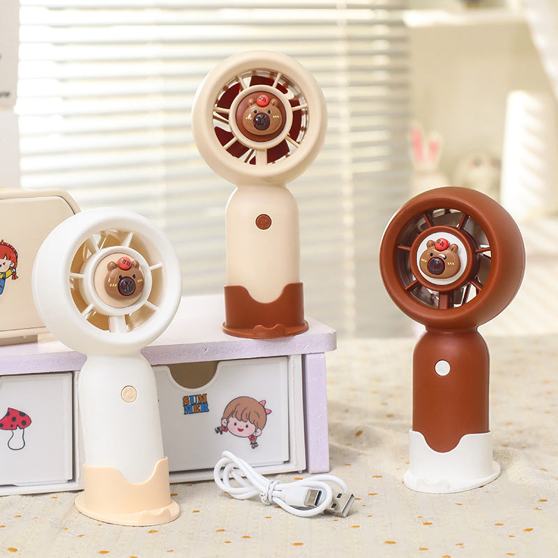Women's Portable Mini Hand Fan with Ergonomic Handle and Cute Animal Design Bowlift