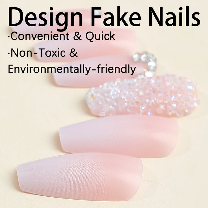 Artificial nail set with elegant glitter and flower decorations Bowlift