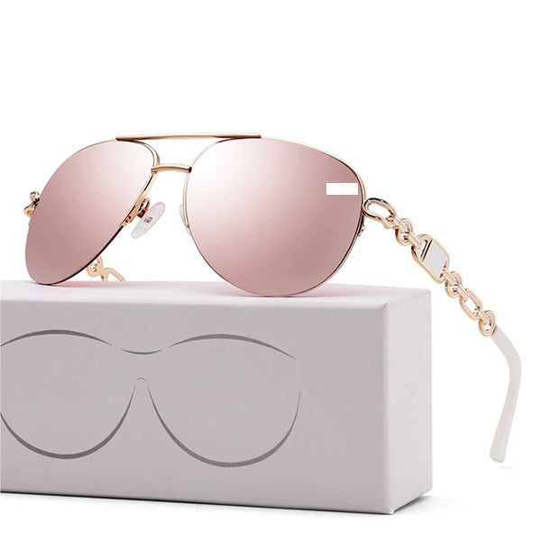 Women Aviator Sunglasses with Fashionable Chain Detail Bowlift