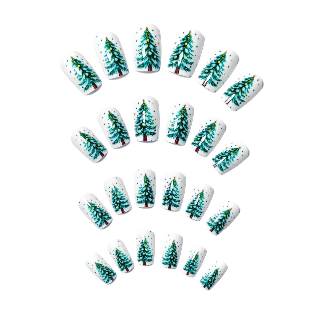 Holiday-Themed Artistic Tree Design Nail Art Bowlift