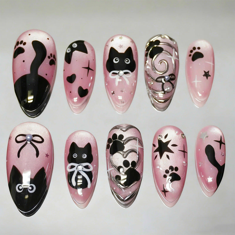 Nail art set with cat pattern Bowlift