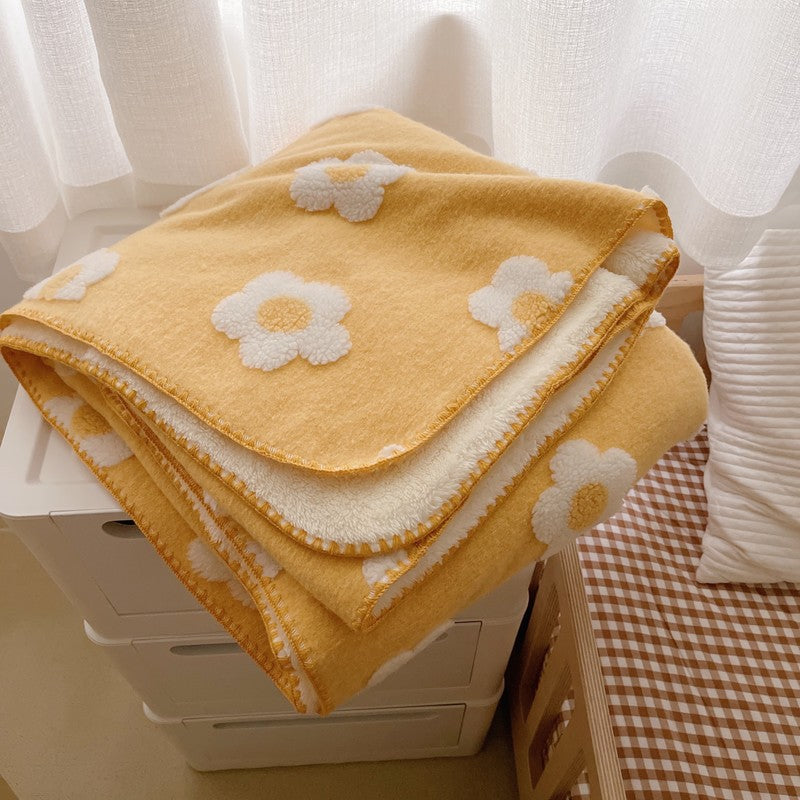 Unisex Cozy Cotton Blanket with Playful Flower Pattern Bowlift