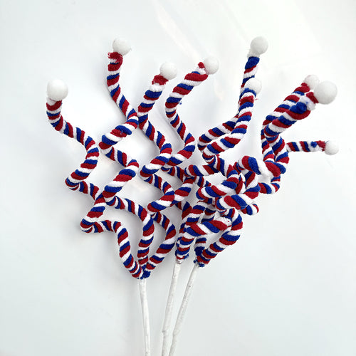 Unisex decorative spiral decoration stake with tinsel vines and ball ends Bowlift
