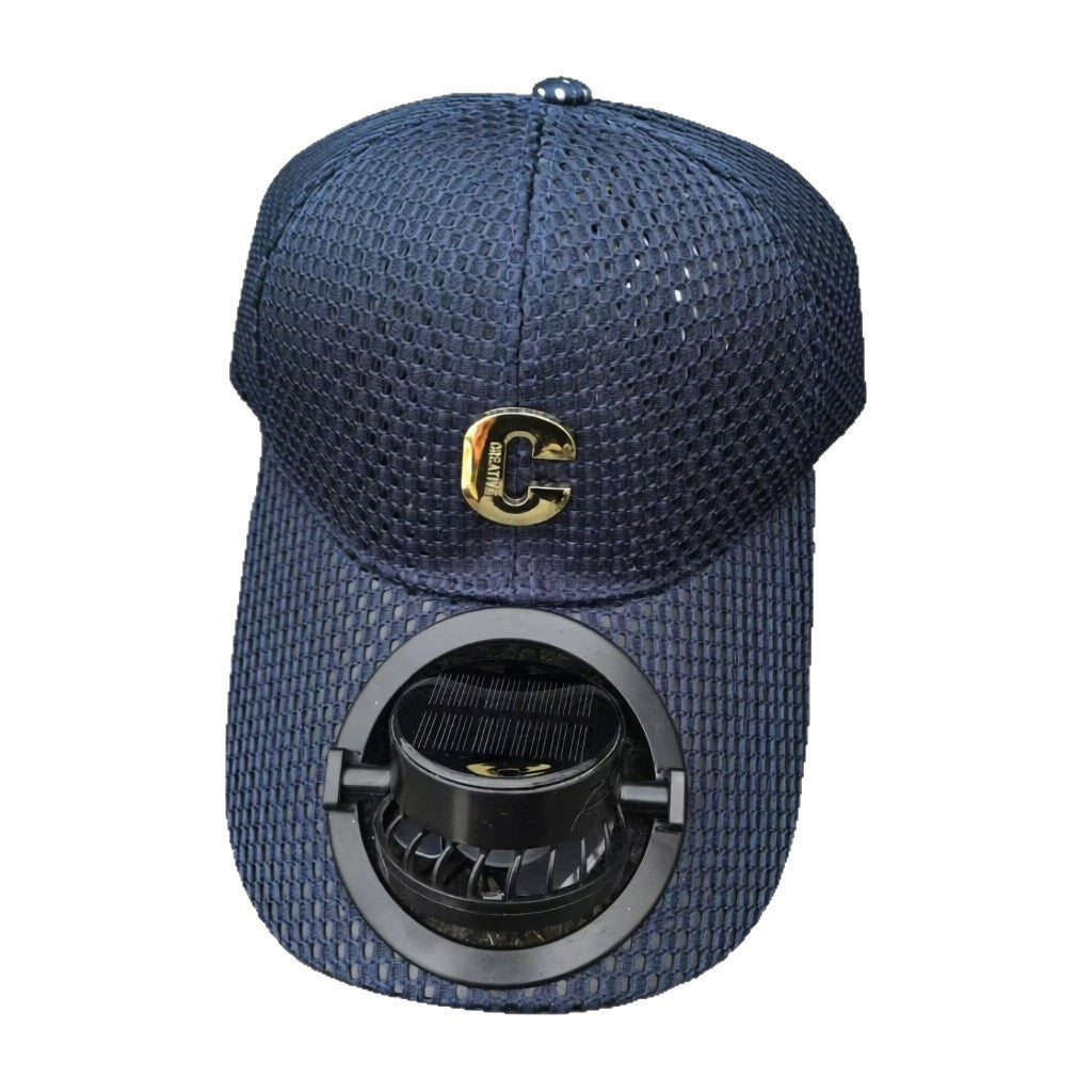 Breathable baseball cap with rechargeable fan in the visor and mesh insert Bowlift