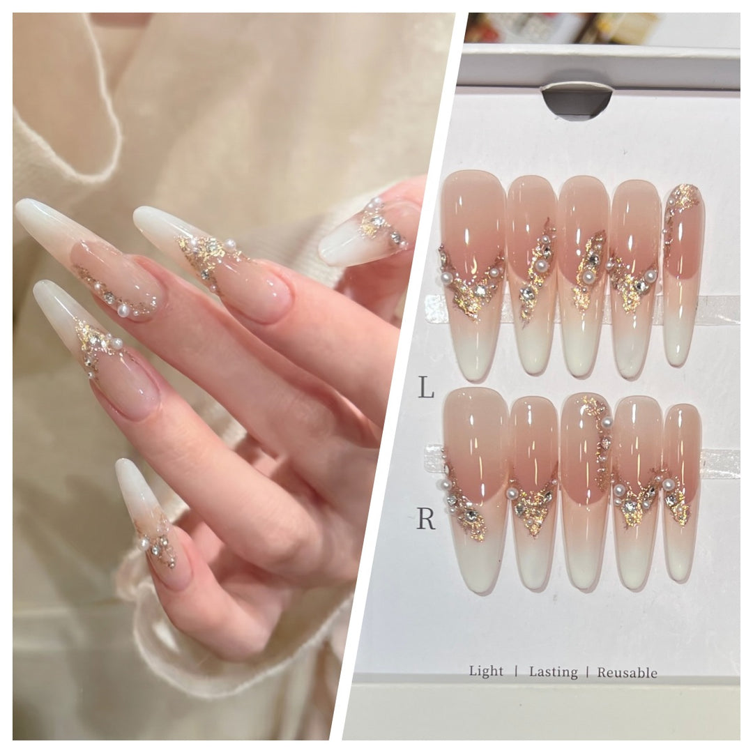 Artistic Stiletto Press-On Nail Set with Charming Patterns Bowlift