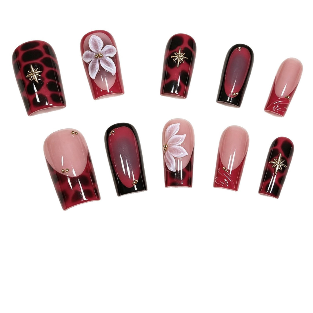 Artistic Floral Press-On Nail Set Bowlift