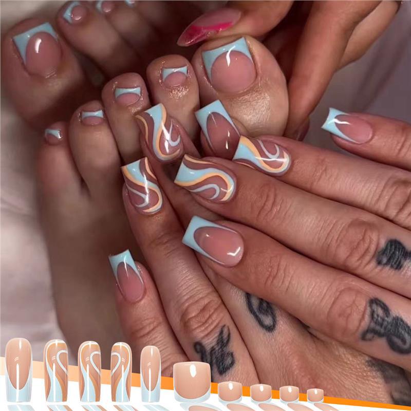 Artistic Swirl Design Press-On Nails Bowlift