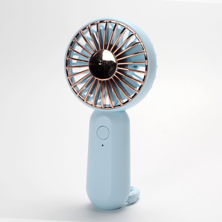 Women's compact portable handheld fan with rechargeable battery and carrying strap Bowlift