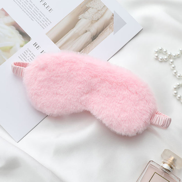 Women's fluffy ergonomic eye mask with adjustable satin band and soft faux fur cover Bowlift
