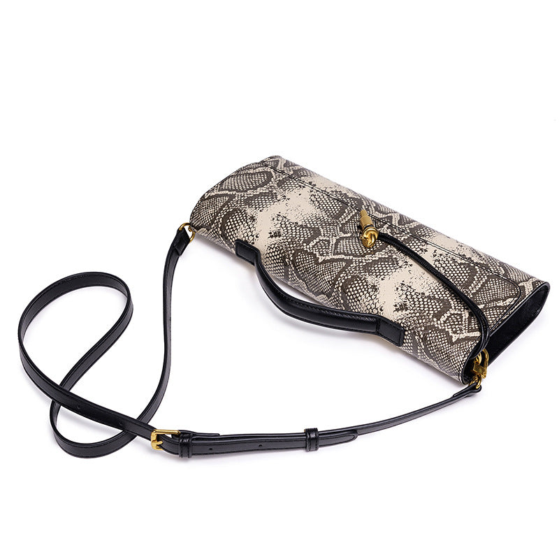 Elegant Textured Snakeskin Evening Clutch Bowlift
