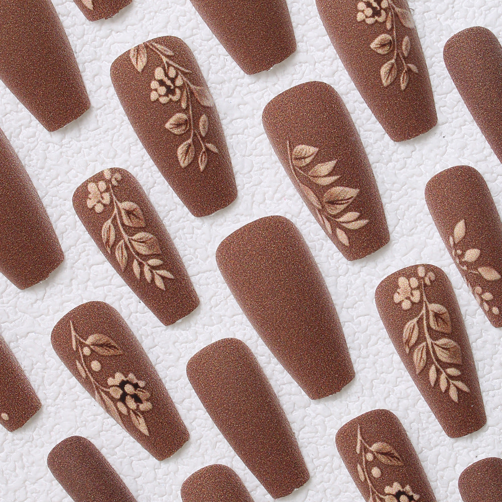 Elegant Floral Matte Press-On Nails Bowlift