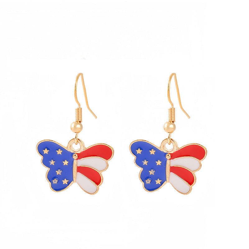 Women's nan patriotic horseshoe enamel dangle earrings with star-accented design and fishhook findings Bowlift