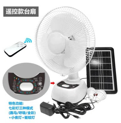 Women's Solar-Powered Electric Fan with Remote Control and Integrated LED Lighting Bowlift