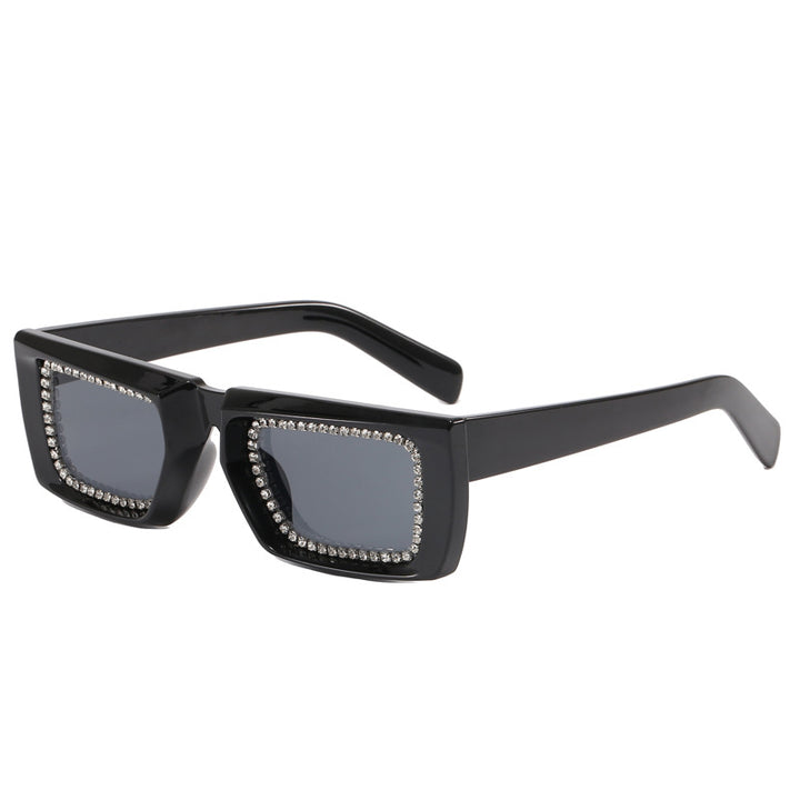 Women extravagant square sunglasses with glittering frame Bowlift