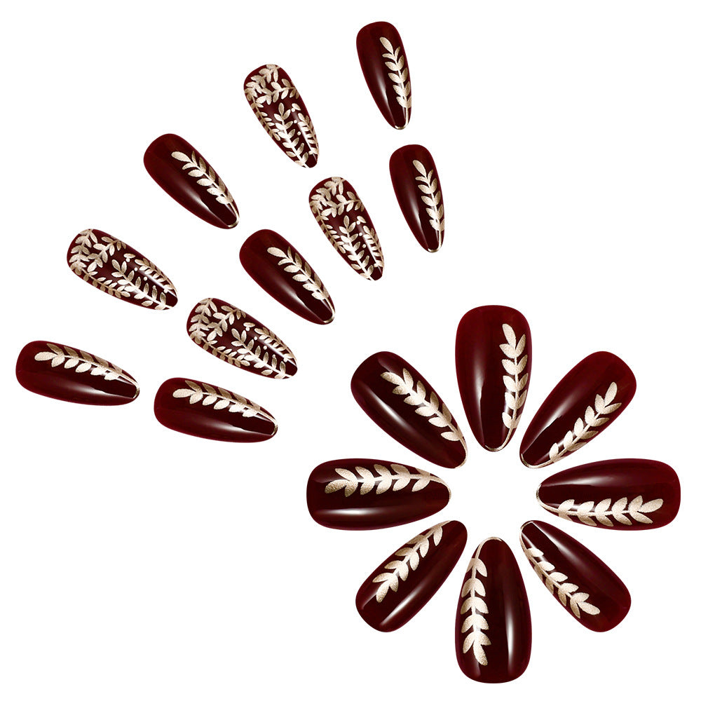 Elegant Botanical Press-On Nail Art Bowlift