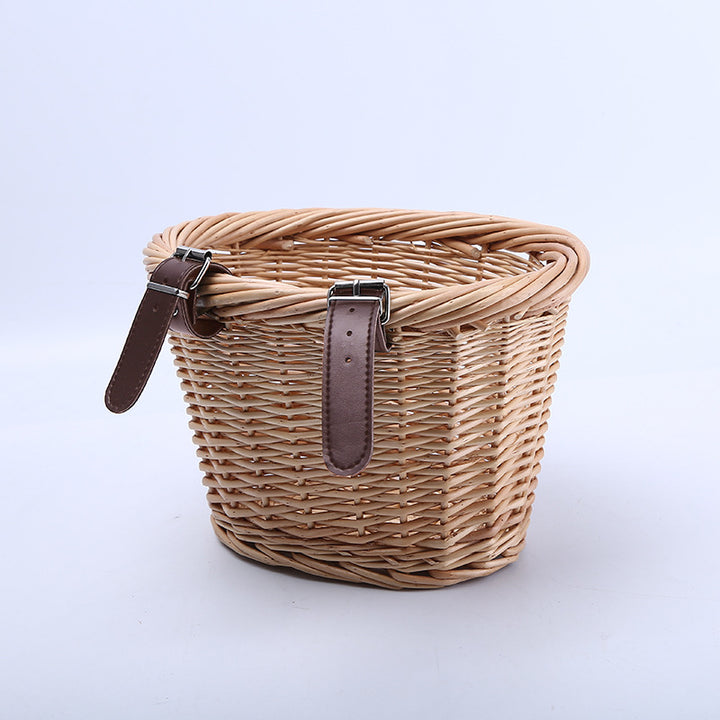 Woven Storage Basket with Reinforced Leather Handles Bowlift