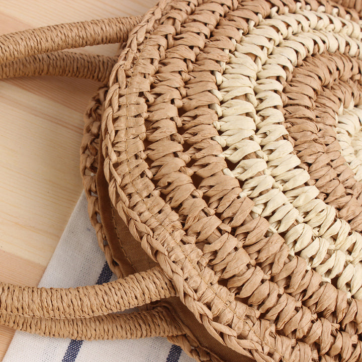 Round Bast Crossbody Bag with Spiral Design Bowlift