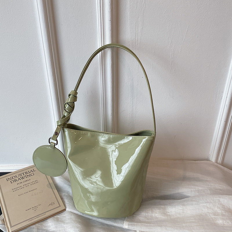 WoChic Patent Leather Bucket Bag Bowlift