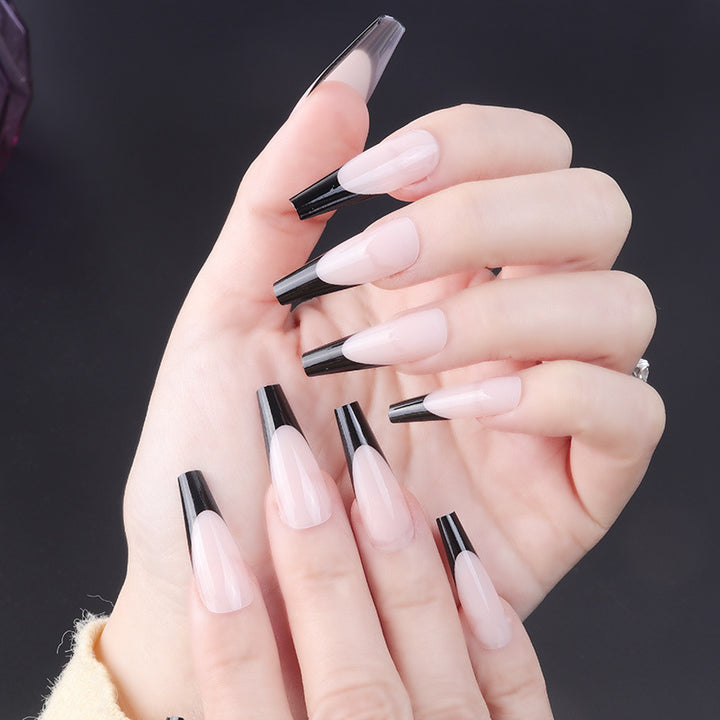 Elegant Stiletto Press-On Nail Set with Two-Tone Design Bowlift