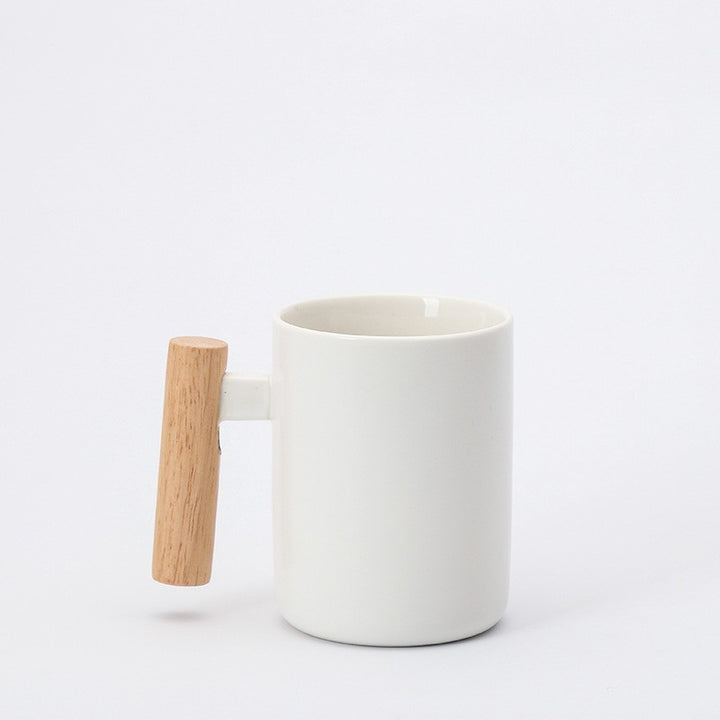 Ceramic Coffee Mug with Ergonomic Wooden Handle Bowlift
