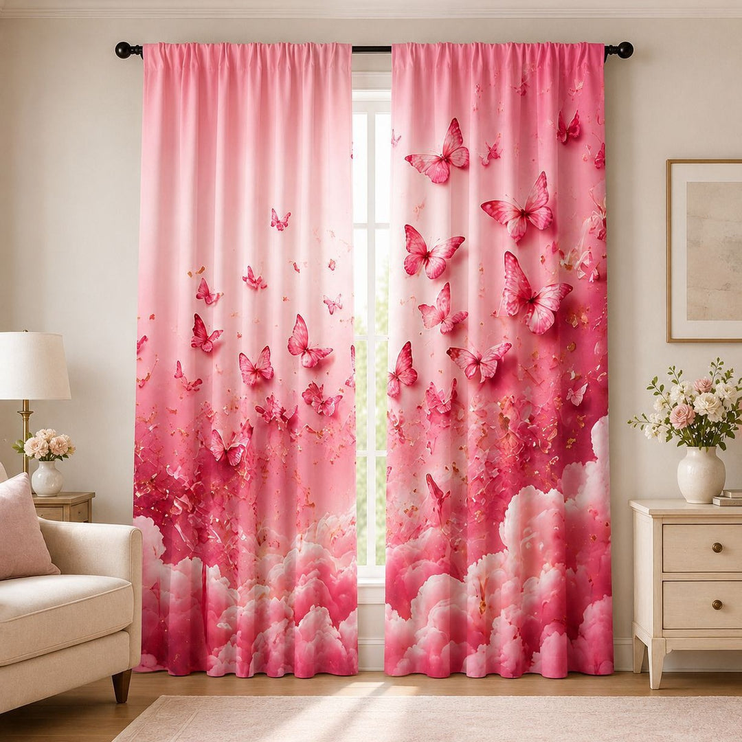 Butterfly-Patterned Decorative Curtains