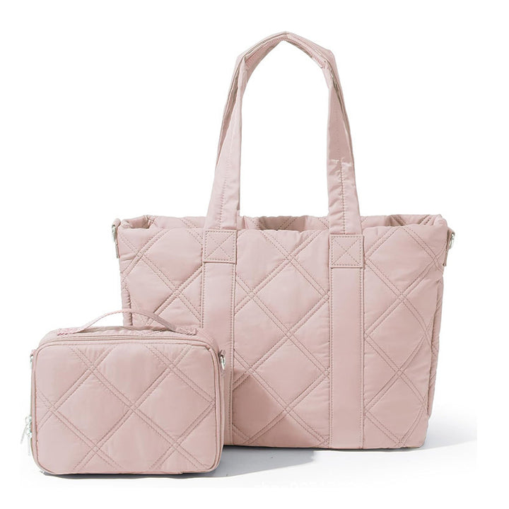Elegant and Versatile Fabric Handbag with Detachable Cosmetic Bag Bowlift