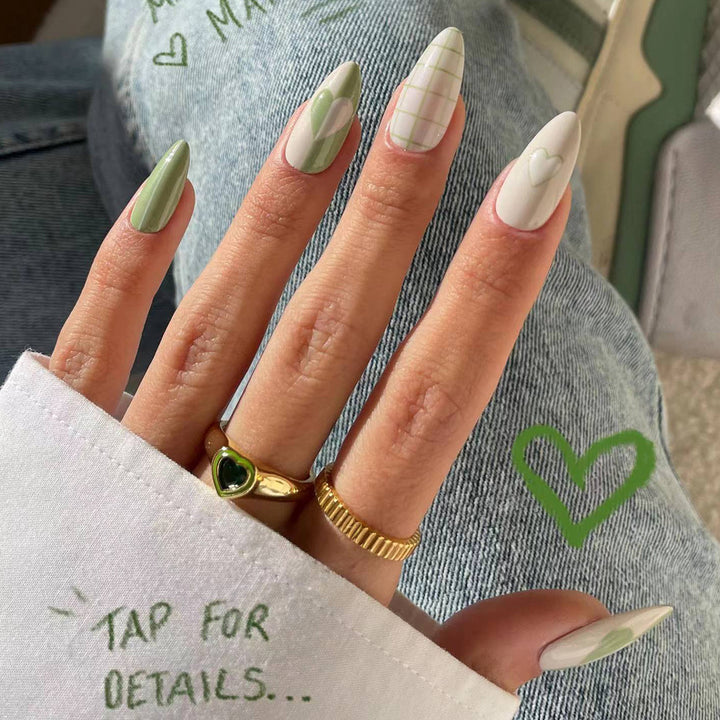 Creative stiletto artificial nails with geometric patterns Bowlift