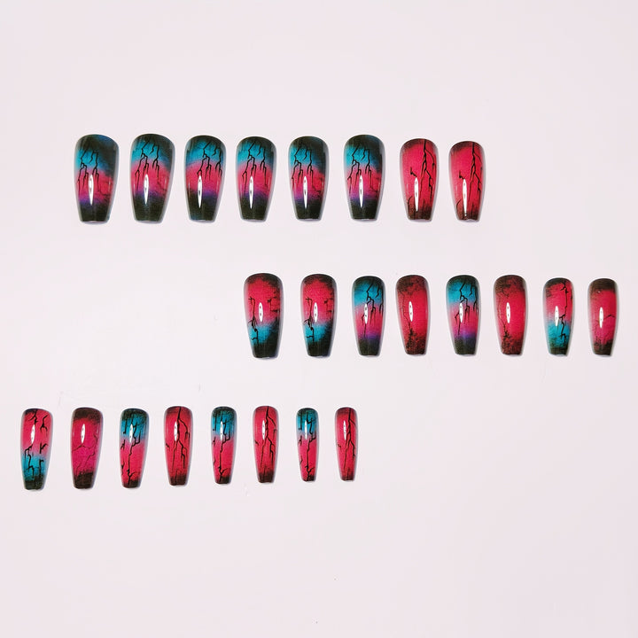 Trendy Artificial Nail Set with Gradient and Lacquer Effect Bowlift