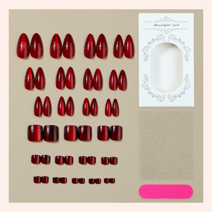 Glossy Press-On Nail Set with Various Shapes Bowlift