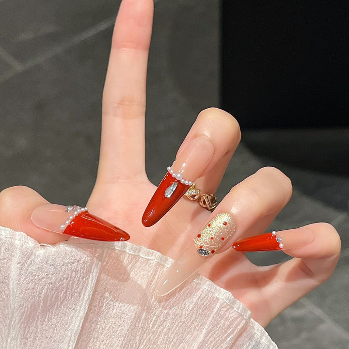 Festive Themed Press-On Nail Extensions Bowlift