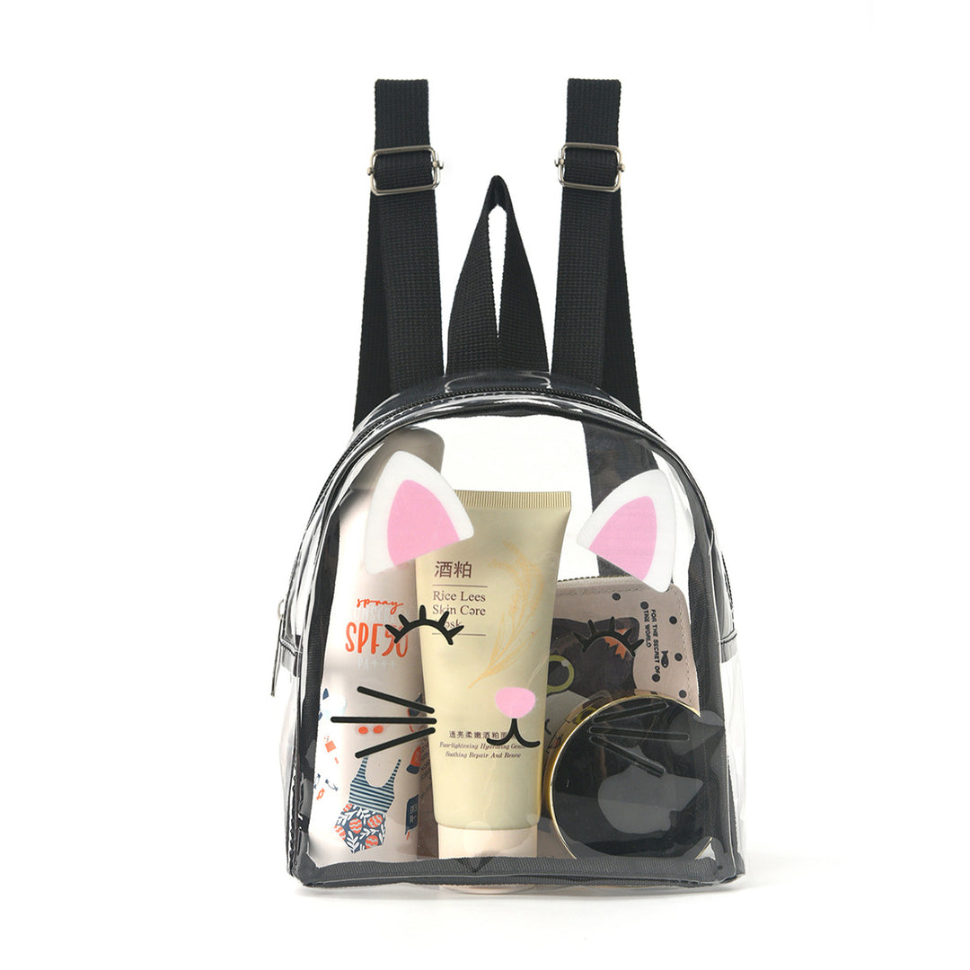 Transparent backpack with playful cat design Bowlift