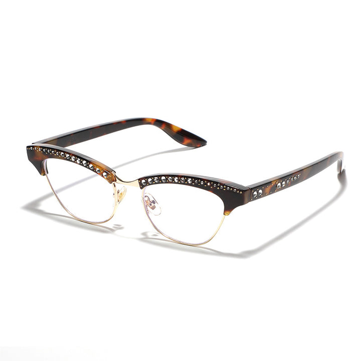 Women's Cat Eye Glasses with Elegant Glitter Details Bowlift