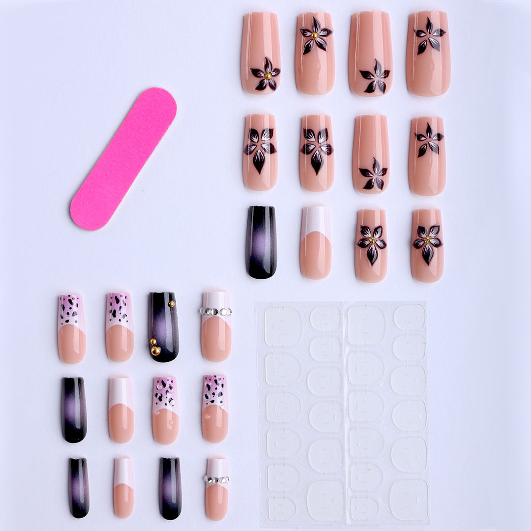 Artificial nails with luxurious 3D flower accents Bowlift