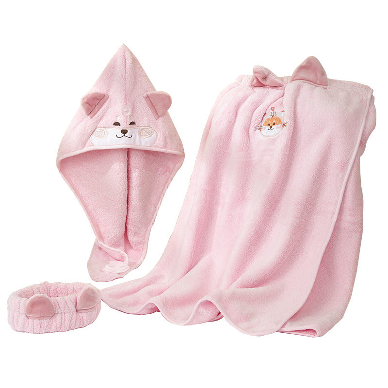 Cozy bath wrap blanket with hood and ears Bowlift