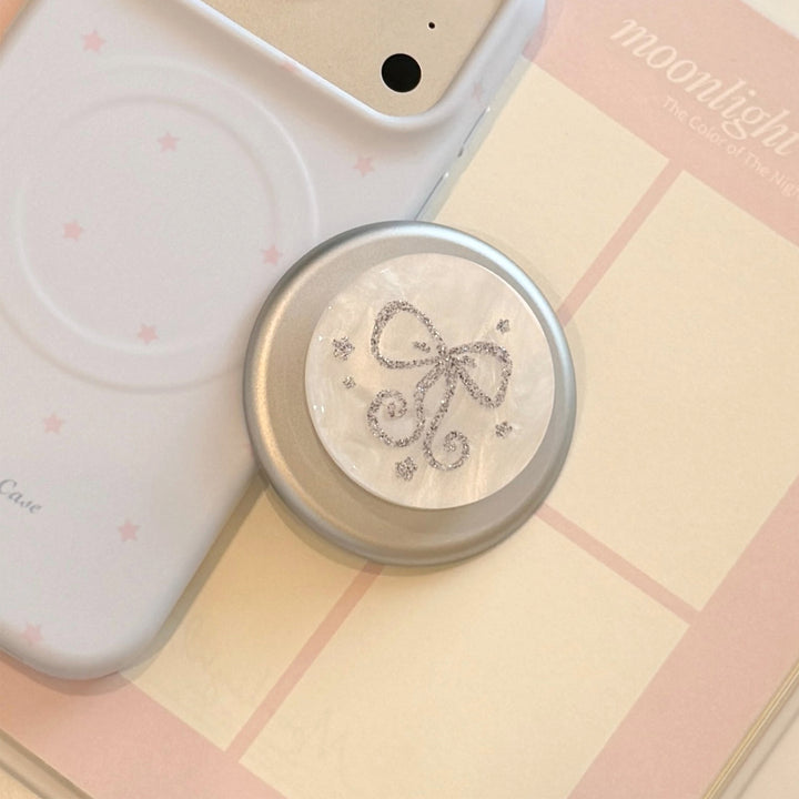 Stylish smartphone finger holder with glitter bow design Bowlift