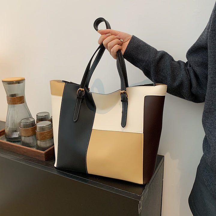 Stylish Color Block Tote Bag Bowlift